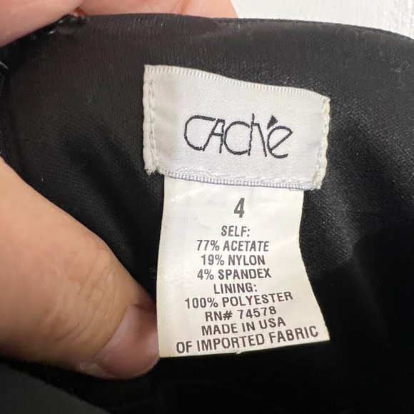 Vintage Cache Black Ruched Dress with One Ruffled Shoulder Strap - Size 4 - Picture 5 of 7